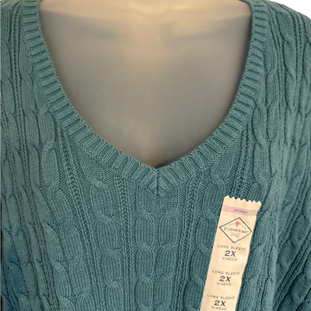 NWT Women's Teal V-Neck Sweater PERFCT for FALL!!! PLUS 2X #P - Picture 2 of 9